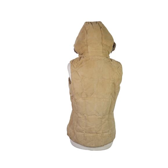 Eddie Bauer tan suede leather quilted down vest Women M - Picture 3 of 7
